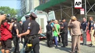 Protesters in Times Square  react to the verdict in the Pussy Riot trial