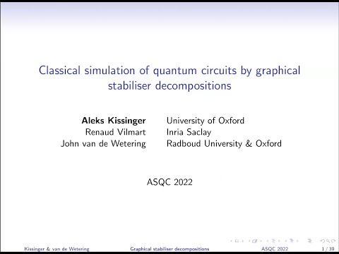 Classical simulation of quantum circuits by graphical stabiliser decompositions - Aleks Kissinger