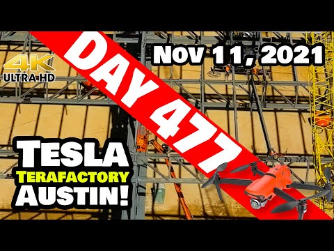Tesla Gigafactory Austin 4K  Day 477 - 11/11/21 - STEEL ACCELERATES SOUTHWARD AT GIGA TEXAS!