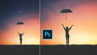 Flying Umbrella - Photoshop Fantasy Manipulation T