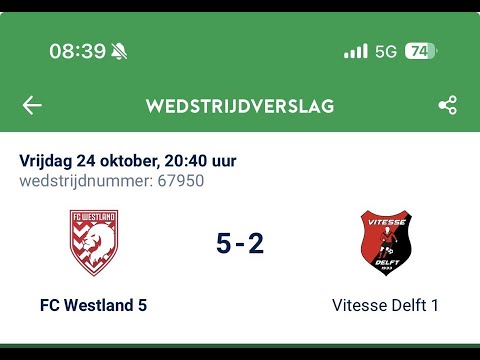 FC Westland 5 - Vitesse Delft 1 (5-2)
