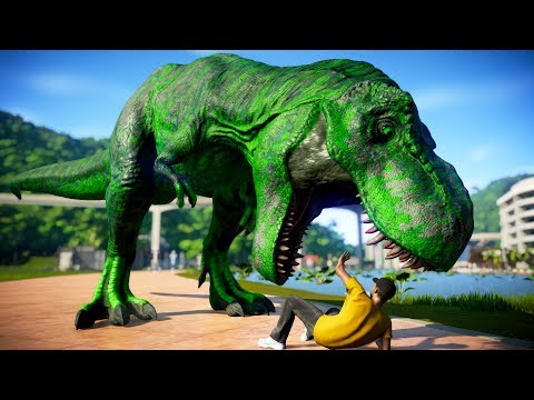 Tyrannosaurus Rex Vs Acrocanthosaurus Vs Ceratosaurus Breakout and Fight   Jurassic World Evolution