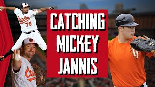 CATCHING KNUCKLEBALL PITCHER MICKEY JANNIS
