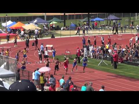 N Geer - FSB 100m at Beach Cities 3-29-14 - Los Alamitos Boys