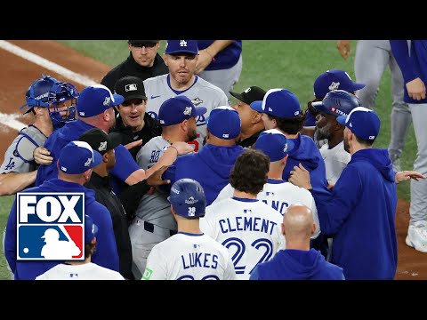 BENCHES CLEAR IN GAME 7 🚨 Blue Jays Storm Field after Andrés Giménez Hit By Pitch