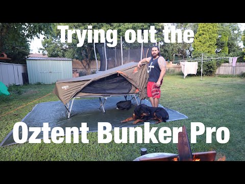 Trying out the Oztent Bunker Pro in my back yard