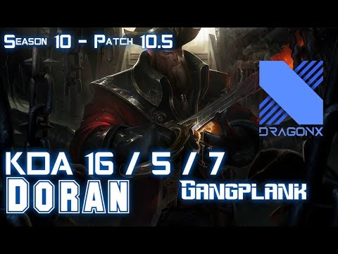 DRX Doran GANGPLANK vs RENEKTON Top - Patch 10.5 KR Ranked