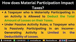 Oct 04, Saturday - About Material Participation Tests