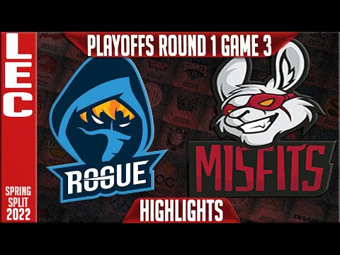 RGE vs MSF Highlights Game 3 | Round 1 LEC Playoffs Spring 2022 | Rogue vs Misfits Gaming G3