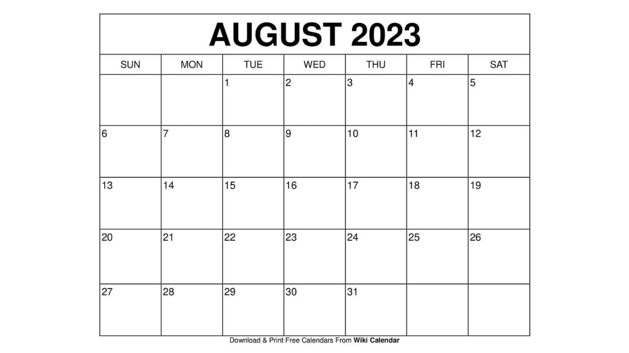 Free Printable August 2023 Calendar Templates With Holidays - Wiki Calendar