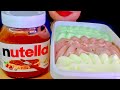 ASMR ICE CREAM WITH NUTELLA CHOCOLATE TOPPING MUKBANG EATING SOUNDS