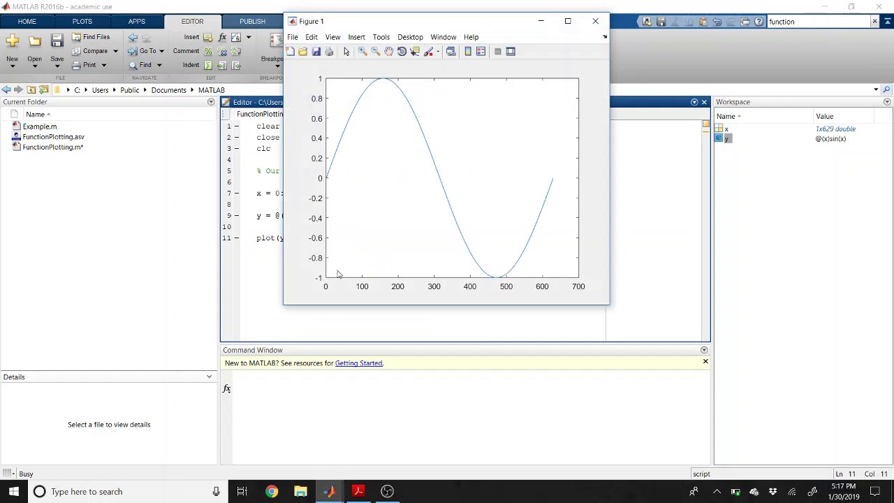 Plotting a Function - MATLAB Basics