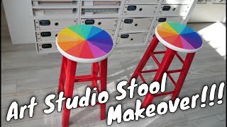 Color Wheel Stools // Frugal Furniture Flip!