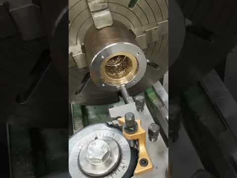 Machining and broaching oil grooves in bronze bearing #asmr #lathe #bronze #bearing #chips #industri