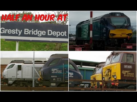 Half an Hour at (225) - Crewe Gresty Bridge DRS Depot 6.4.2017 - Class 57 66 68