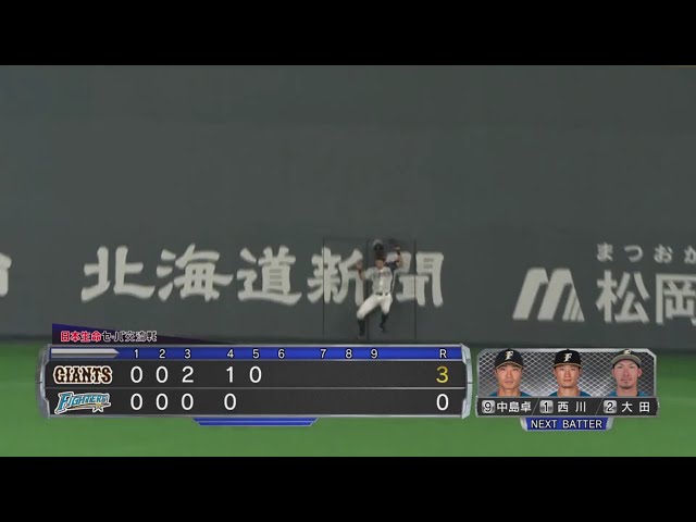 【5回表】お見事!! ファイターズ・大田 フェンス激突のファインプレー!! 2019/6/14 F-G