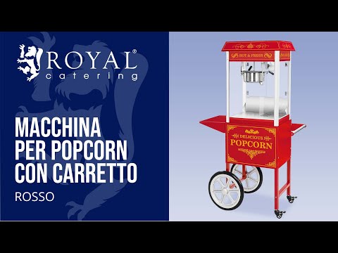 Video - Macchina per popcorn con carretto - rosso