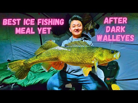 Delicious Instant Chinese Food Ice Camping &amp; Huge Walleye After Dark