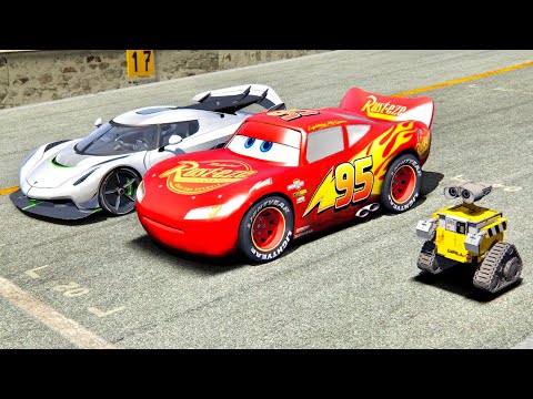 Koenigsegg Jesko vs Lightning McQueen vs WALL•E - Old Monza