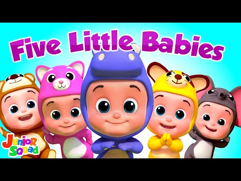 Five Little Babies Jumping on the Bed Nursery Rhyme & Baby Song by Junior Squad