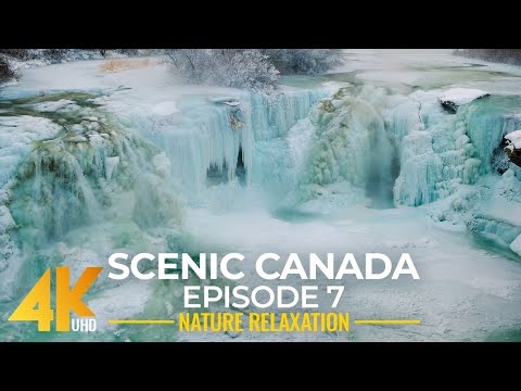 4K Best Scenic Nature Places of Canada - Part #7 - Incredible Winter Waterfalls Relaxation Video
