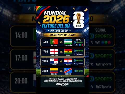 PARTIDOS DEL DÍA EN EL MUNDIAL⚽️ #futbol #mundial2026 #viral #worldcup #shorts #cr7 #colombia #fifa