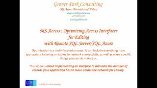 Optimizing Access Interfaces for Editing w/Remote SQL Server/SQL Azure