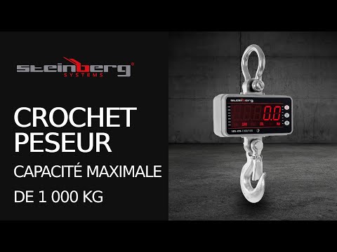 Vidéo - Crochet peseur - 1 000 kg / 0,5 kg - LED - Aluminium