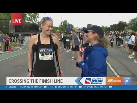 Woman on crutches finishes Delta Dental 5K