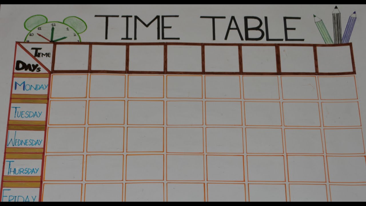 Time Table Chart | quick and easy | for class room school decoration | 01