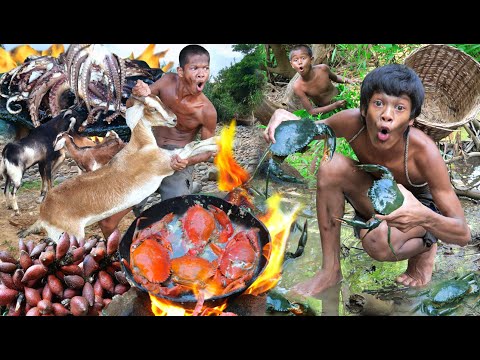 Kmeng Prey - Cooking Crab and  hand octopus