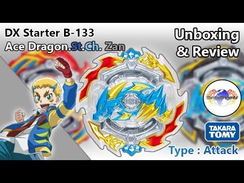 Ace Dragon.St.Ch Zan DX Starter B-133 Unboxing and Review! Beyblade Burst GT (Takara Tomy)