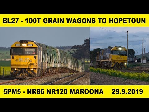 29.9.2019 5PM5 and BL27 with the 100t grain wagons from westmere to Hopetoun