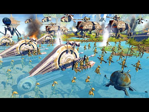 Largest CLONE WARS Beach Invasion EVER! ~ Kashyyyk - Men of War: Star Wars Mod