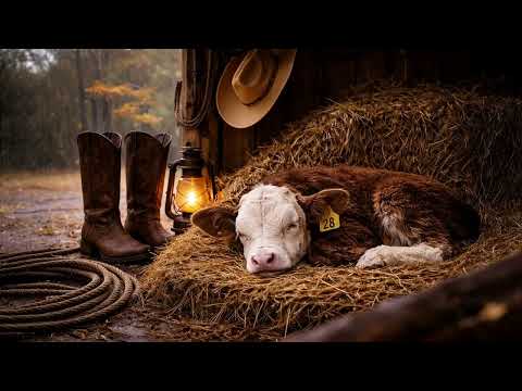 Rainy Countryside 🌧️ | Peaceful Sleeping Calf Ambience (10 Hours)