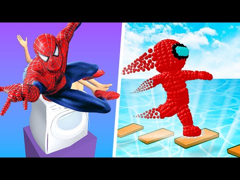 MAX LEVEL in Squezzy Spider Man, Sandman Race Pixel - Mobile Games Walkthrough (New Update)