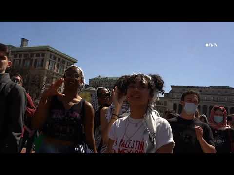Faculty Walkout Rally Columbia Encampment NYC YouTube Apr 22 2024_Martin Reinhold Participates in the Pro-Hamas Encampment_#8