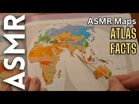Flicking through an atlas reading facts & figures [ASMR Maps]