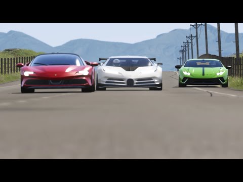 Bugatti Centodieci vs Ferrari SF90 Stradale vs Lamborghini Huracan vs  Lamborghini Sian at Highlands