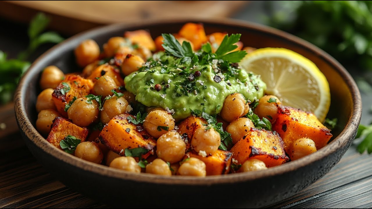 1 can of chickpeas and 2 sweet potatoes! A simple and delicious sweet potato recipe