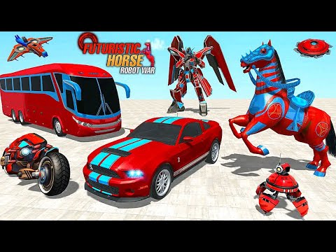 Futuristic Wing Robot Horse Games 2022: Horse Car Jet Transformation - Android iOS Gameplay