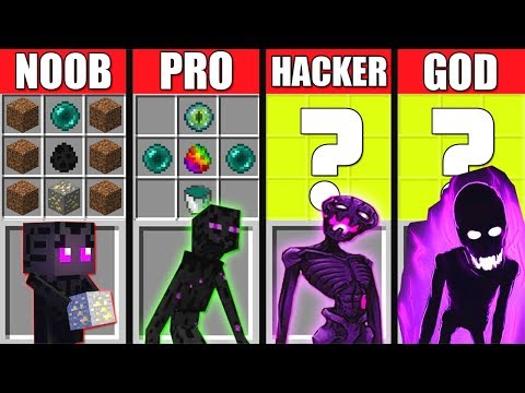 Minecraft Battle: NOOB vs PRO vs HACKER vs GOD: ENDERMAN MONSTER CRAFTING CHALLENGE