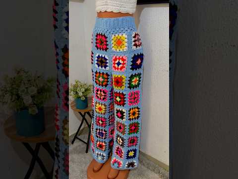 Granny Square Crochet Pants #crochet #grannysquare #pants