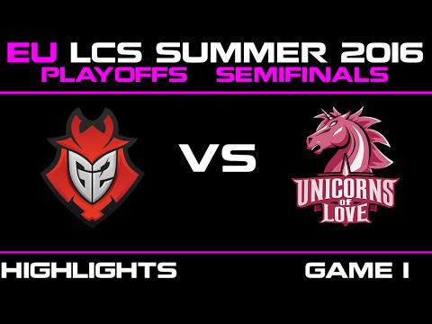 G2 vs UOL Game 1 highlights EU LCS 2016 Summer Playoffs SemiFinals G2 Esports vs Unicorns Of Love