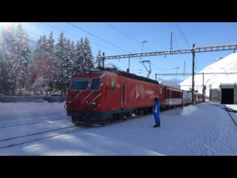 Swiss Trains: Glacier Express route, Andermatt, MGB Manoeuvres - 30Dec13