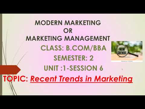 MODERN/MARKETING MANAGEMENT -RECENT TRENDS IN MARKETING