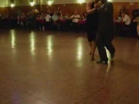  Vilma Fabiana Vega  and  Fernando Galera  are  dancing  to  the  milonga  "  Saca Chispas  "  or  "  Sacachispas  "