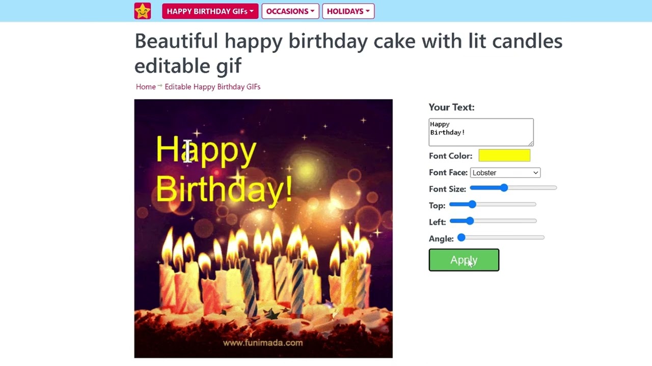 Editable Happy Birthday GIFs by Funimada.com - Simple Demo #EditableGIFs #GIFeditor #GIFCreator