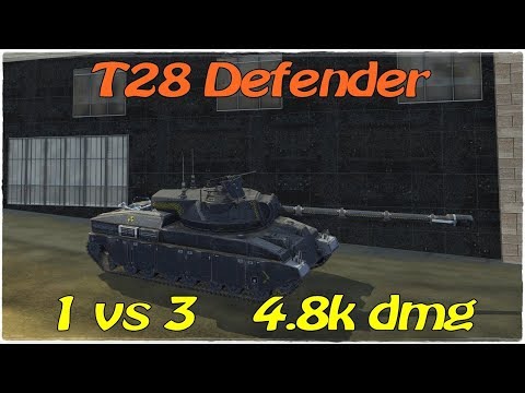 WOT Blitz 1vs3 / T28 Defender / 5 kills / 4.8k dmg