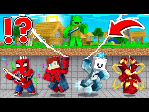 ALL SPIDER MAN Speedrunners vs Hunter in Minecraft - Maizen JJ and Mikey
